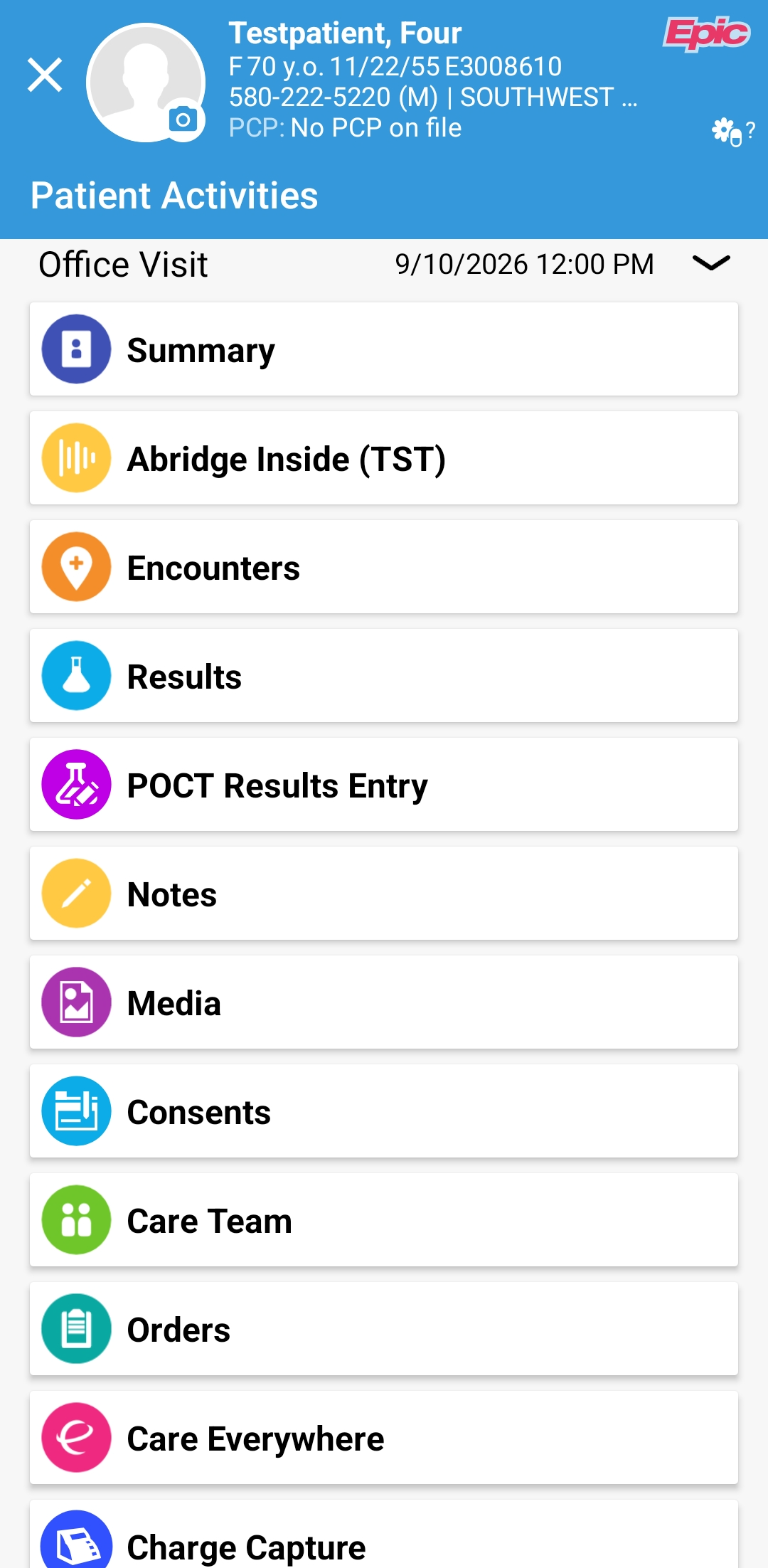 Haiku on Android showing the Patient Activities list with the Abridge activity near the top