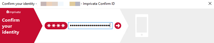Imprivata Confirm your identity bar with the password field and arrow button
