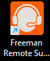 Freeman Remote Support desktop icon: a white headset on an orange square