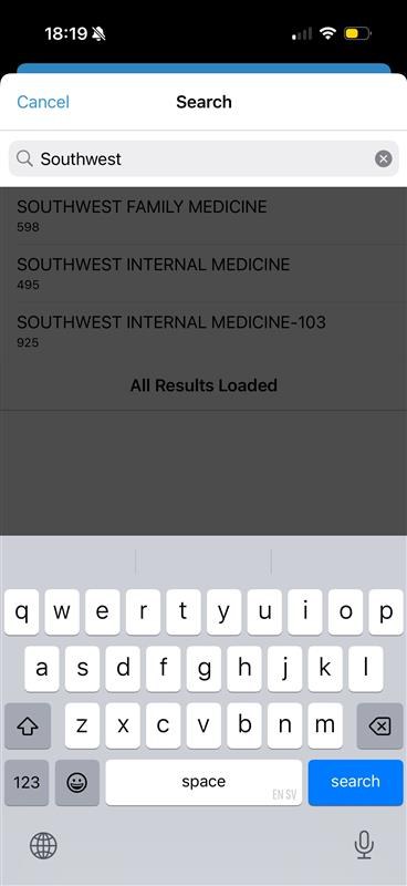 Department search in Haiku listing Southwest Family Medicine and Southwest Internal Medicine