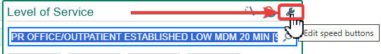 Level of Service header with an arrow to the wrench icon and its tooltip Edit speed buttons